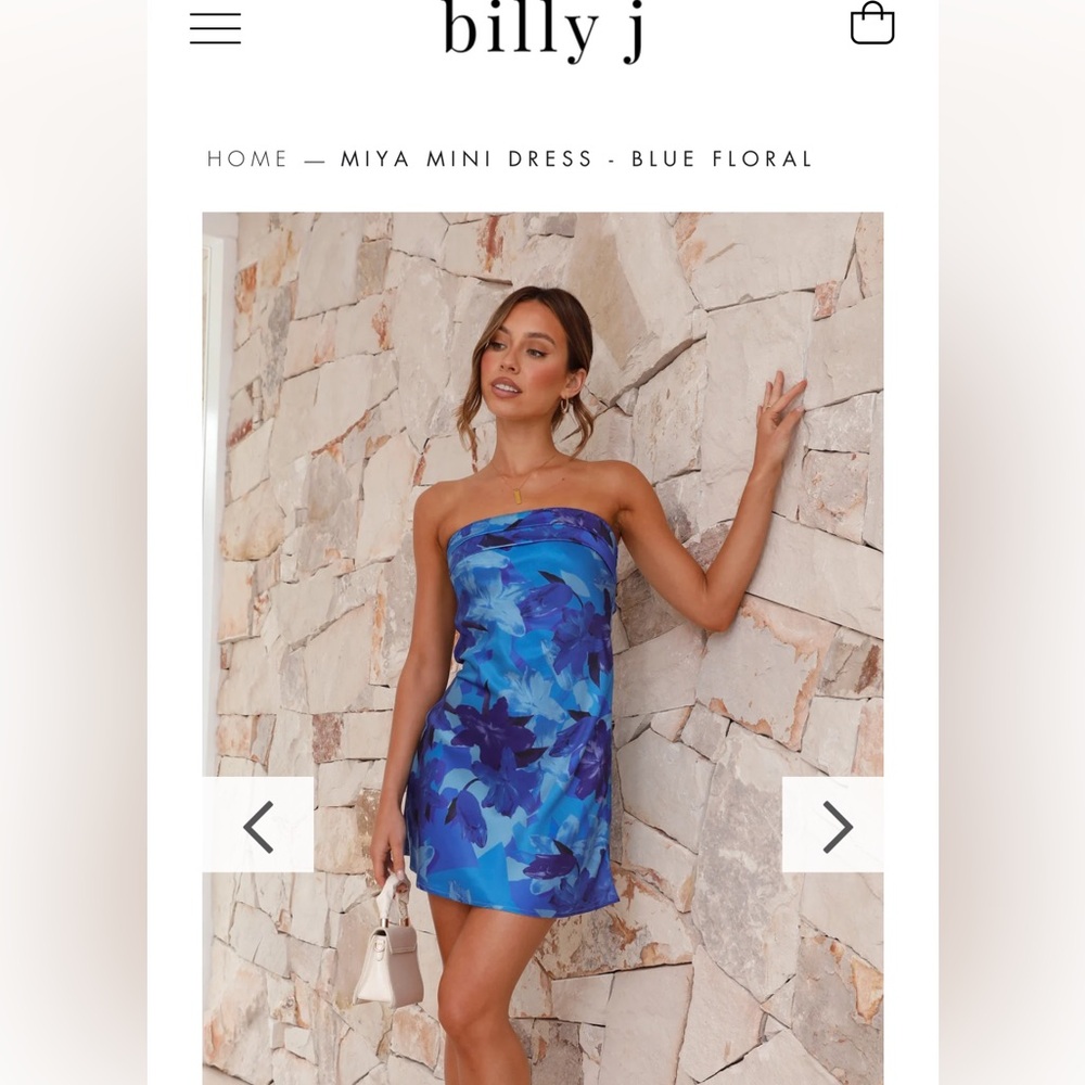 Billy J Miya mini dress in blue floral size small